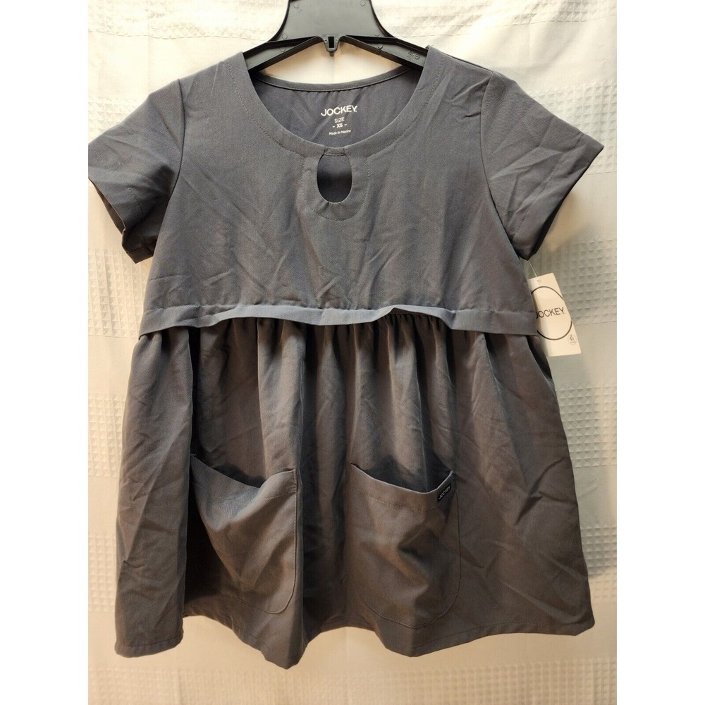 Jockey Women Maternity Scrub Shirt Gray Short Sleeve Size XS 2461-1004